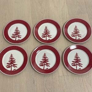 PC Christmas Tree Red & White set of 6 plates polka dots bunny d/w & micro safe